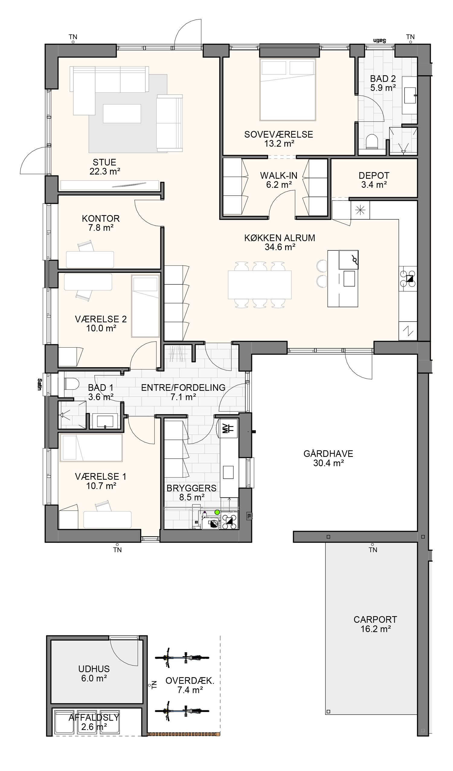 Gårdhavehus A 160 m2